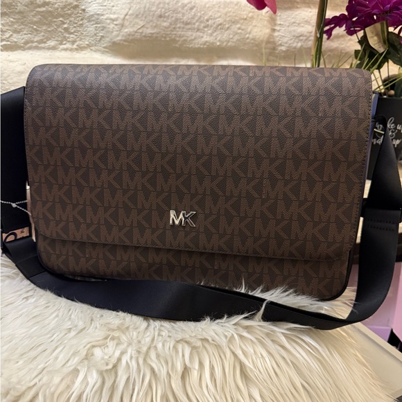 Michael Kors Dark Brown Logo Messenger Bag - Picture 1 of 4